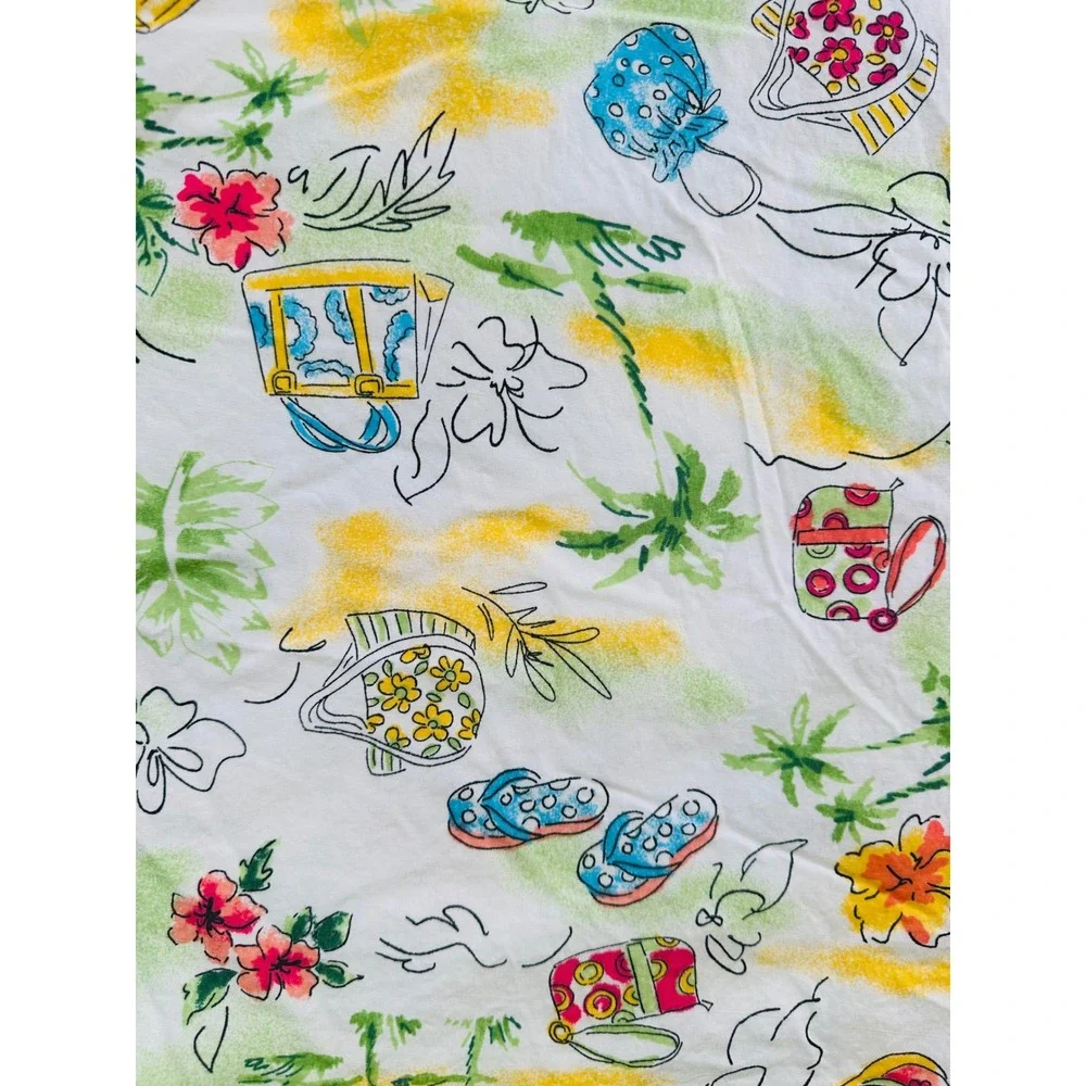 Christopher & Banks Tropical Beach Print Cotton A-Line Skirt Size 14 White Multi